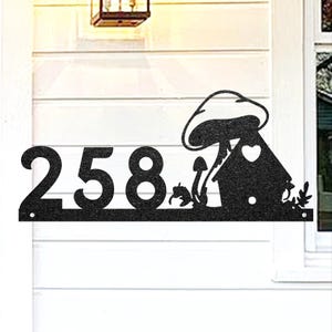Address Plaque, Custom Address Sign, Personalized Address Number Sign, Mushroom Decor, Front Porch Sign, Street Name Sign, Housewarming Gift