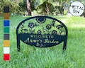 Custom Garden Sign Personalized Garden Name Sign Metal Garden Sign for Outdoor Yard Sign Garden Decor Stakes, Lawn Signs, Flower Sign Plaque