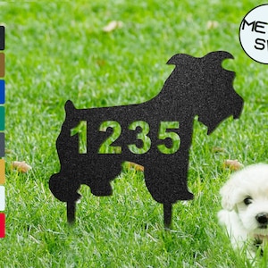 Schnauzer Address Sign Personalized Outdoor Dog Yard Address Sign House Numbers  Sign with Stakes Home Metal Address Sign