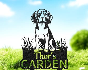 Targa commemorativa personalizzata per Beagle da esterno, cartello in metallo personalizzato per cani, decorazione artistica da giardino, lapide per animali domestici, cartello commemorativo, regalo per la perdita di un animale domestico