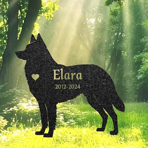 Custom Norwegian Elkhound Dog Memorial Sculpture, Elkhound Silhouette Lawn Ornament, Personalized Dog Grave Marker, Garden Decor, Pet Loss