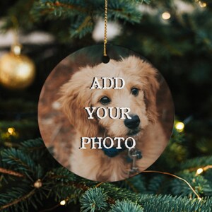 Gepersonaliseerde fotoornamenten, familiefotoornamenten, huisdierfoto kerstornamenten, gepersonaliseerde fotocadeaus Aangepaste huisdierportretornament