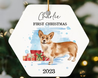 Personalized Corgi Dog Ornament Corgi Christmas Tree Ornament Dog Christmas Ornament Gift Corgi Lovers, Family Dog Gift, Dog Christmas Gift