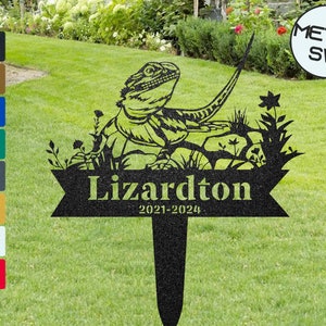 Custom Bearded Dragon Memorial Stake, Lizard Pet Loss Memorial Gift, Pet Grave Marker, Sympathy Gift, Backyard Decor, Personalized Yard Art