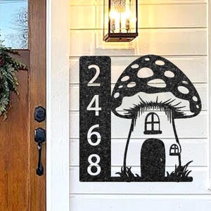 Custom Mushrooms Metal Wall Art, Personalized Mushroom House Number Sign, Outdoor Address Plaque, Porch Wall Hanging Decor, Home Gift