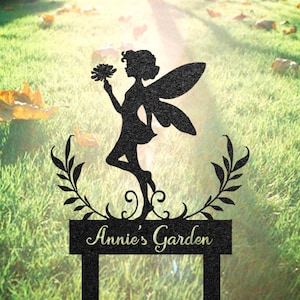 Personalized Fairy Garden Sign, Custom Garden Stake with Name, Outdoor Yard Decoration, Metal Lawn Plaque, Unique New Home Gift for Her