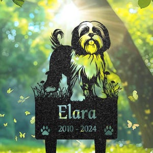 Estaca funeraria conmemorativa para perro Lhasa Apso, estaca de metal personalizada para perro, marcador de tumba para mascota, decoración de jardín conmemorativa, regalo para la pérdida de una mascota, regalo para un amante del Lhasa Apso
