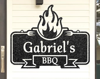 Placa de parede personalizada em metal para churrasco, decoração personalizada para churrasco, placa para churrasco ao ar livre, placa para grelha de churrasco, decoração de parede para churrasco, presente para pai/avô