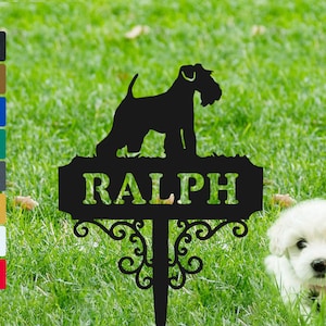 Custom Schnauzer Sign Stakes Garden Decor Schnauzer Grave Marker Dog Memorial Stake Front Gate Sign for Pet Lover, dog headstones