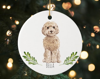 Personalized Dog Christmas Ornament Champagne Cockapoo Poodle Dog Ornament Cockapoo Christmas, Gift for Dog Lovers, Family Dog