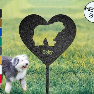 Gepersonaliseerde hond gedenkplaat oude Engelse herdershond tuinpaal aangepaste hond silhouet teken gedenkteken oude Engelse herdershond cadeaus
