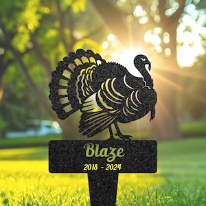 Placa conmemorativa de pavo salvaje personalizada, marcador de tumba de mascota personalizado, estaca de recuerdo, regalo de pérdida de mascota, estaca de entierro de mascota, letrero de jardín