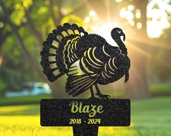 Custom Wild Turkey Memorial Plaque, Personalized Pet Grave Marker