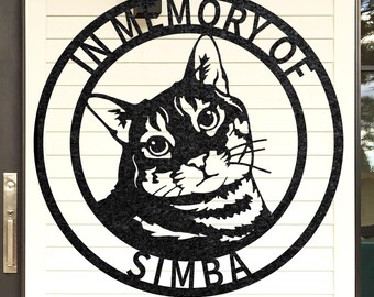 Personalized Tabby Cat Metal Sign, Custom Cat Wall Art, Kitty Name Sign, Feline Monogram Sign, Pet Name Sign, Cat Decor, Gift for Cat Lover