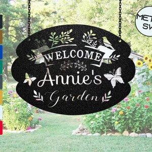 Personalized Gift for Gardener Custom She Shed Sign, Metal Garden Gate Sign Plaque,  Personalized Hanging Garden Sign Hanging Name Sign