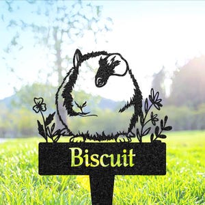 Personalized Guinea Pig Grave Marker, Custom pet Memorial Metal Garden Sign, Pet Tombstone Outdoor, Flowerbed Decor, Pet Cemetery Marker