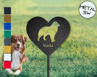Metal Aussie Sign, Aussie Garden Stakes, Dog Memorial, Aussie Shape Memorial Plaque, Pet Loss Gift, Pet Sympathy Gift, Personalized Gift