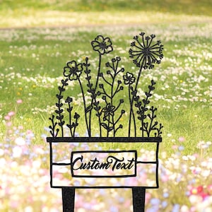 Custom Metal Garden Sign, Personalized Flower Sign with Stake, Lawn Sign, Outdoor Yard Sign, Garden Decor, Gardener Name Sign, Garden Gift
