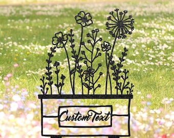 Custom Metal Garden Sign, Personalized Flower Sign with Stake, Lawn Sign, Outdoor Yard Sign, Garden Decor, Gardener Name Sign, Garden Gift