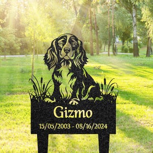 Personalized Cocker Spaniel Dog Grave Marker, Custom Dog Memorial Metal Garden Sign, Pet Tombstone Outdoor, Yard Decor, Pet Cemetery Marker