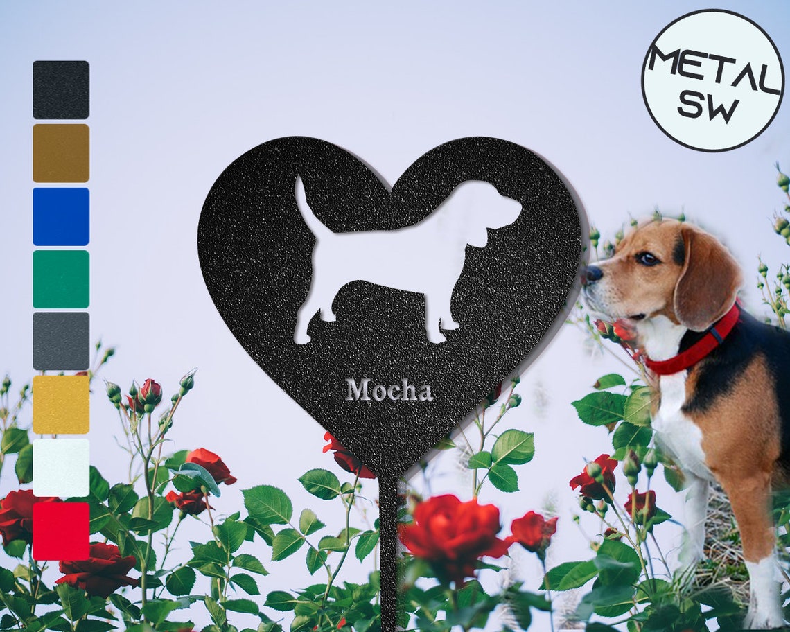 Metal Beagle Sign, Beagle Dog Garden Stakes, Beagle Memorial Headstone ...
