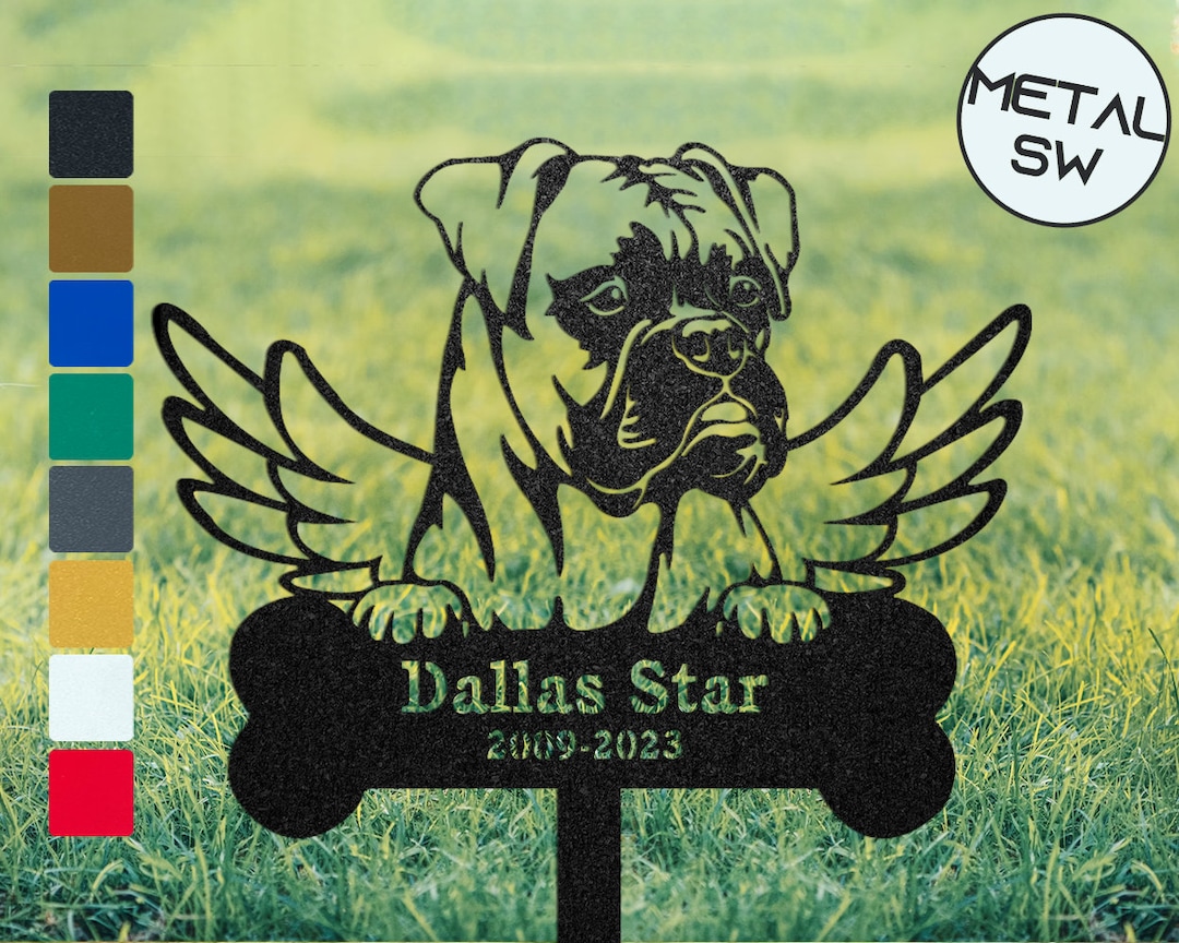 In Loving Memory of Boxer Dog Memorial Plaque Burial Stake, Boxer With