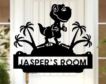 Arte murale personalizzata con dinosauri, cartello da appendere con dinosauro bambino, decorazione personalizzata per la casa con dinosauro bambino, decorazione per la cameretta dei bambini, regalo di compleanno, regalo per baby shower