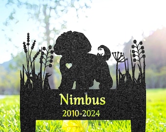 Marcador de tumba conmemorativo personalizado de Shih Tzu, estaca de entierro para mascotas, recuerdo con nombre de perro grabado personalizado, letrero de metal para jardín, regalo por la pérdida de una mascota