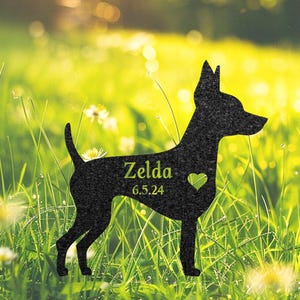 Custom Mini Pinscher Dog Memorial Sculpture, Pinscher Silhouette Lawn Ornament, Personalized Dog Grave Marker, Garden Decor, Pet Loss Gift