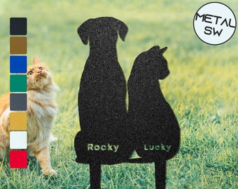 Cartello in metallo per cani e gatti, decorazione in metallo per gatti, nome del gatto, cartello con nome del cane con paletti, lapide per gatti e cani, decorazione da giardino per gatti e cani, il regalo migliore per un amico
