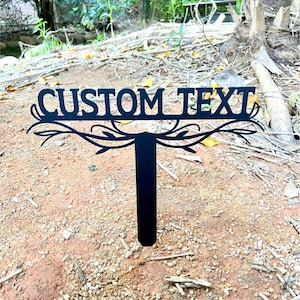 Yard signs Personalized,Custom Metal Signs With Stakes, Modern Garden Metal Stakes,Housewarming gift, Outdoor Garden Decor,Name/Number Signs image 1