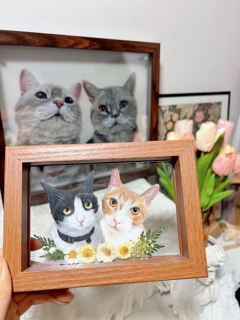Personalized Pet Portrait, Custom Cat/Dog Portrait, Pet Memorial Gift for Mom/Grandma/BFF, Pet Painting, Gift for Pet Lover, Pet Loss Gift image 3