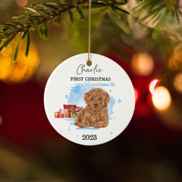 Pet First Christmas Ornament Personalized Chocolate Poodle Ornament Dog Christmas Ornament Gift Poodle Lovers, Custom Family Dog Gift