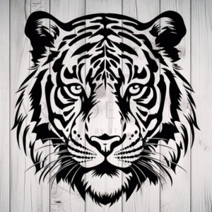 Tiger Head SVG voor Cricut Silhouette enz. SVG PNG Dxf Eps-bestanden inbegrepen