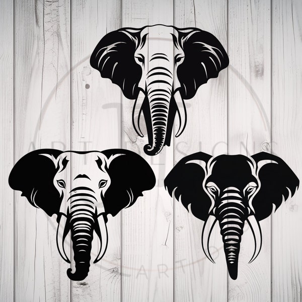 Elephant Head SVG for Cricut Silhouette etc. SVG PNG Dxf Eps files included