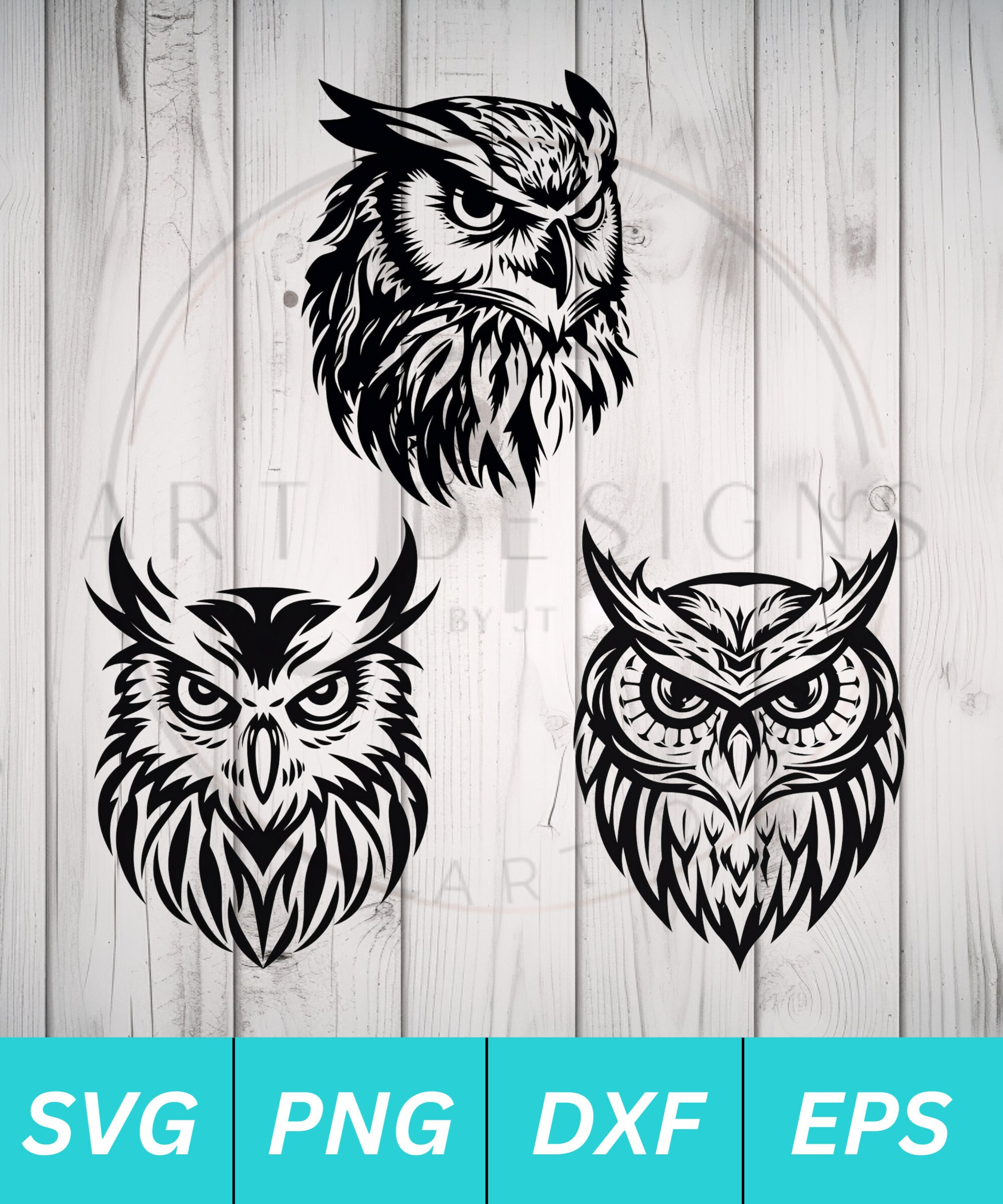 Owl Head SVG for Cricut Silhouette etc. SVG PNG Dxf Eps files included