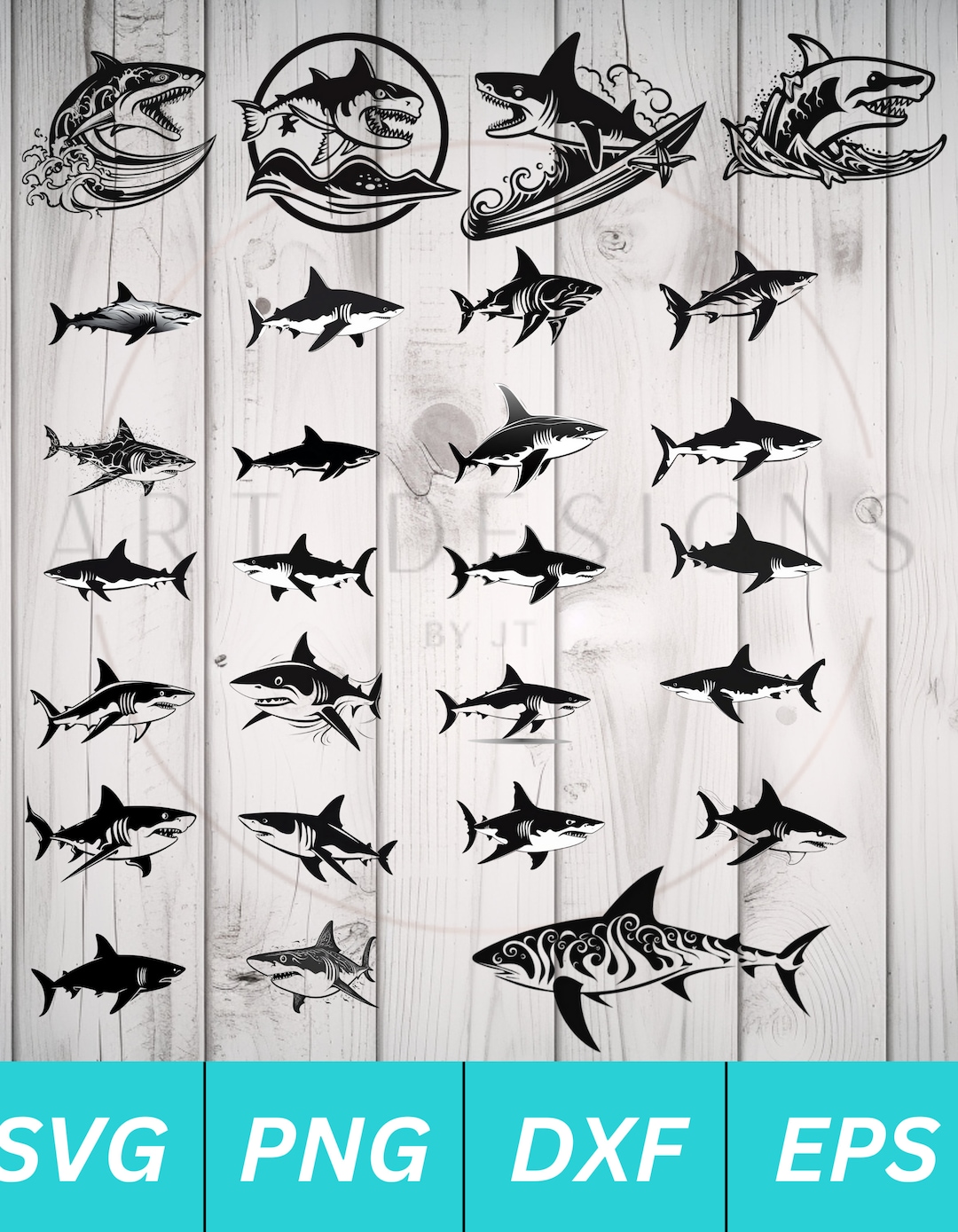 Shark SVG Bundle Shark Clipart for Cricut Silhouette Etc. SVG PNG Dxf