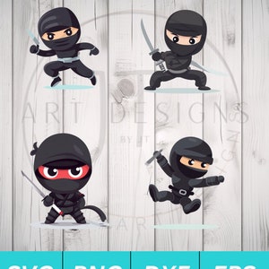 Ninja Clipart Bundle SVG PNG DXF Eps for Cricut
