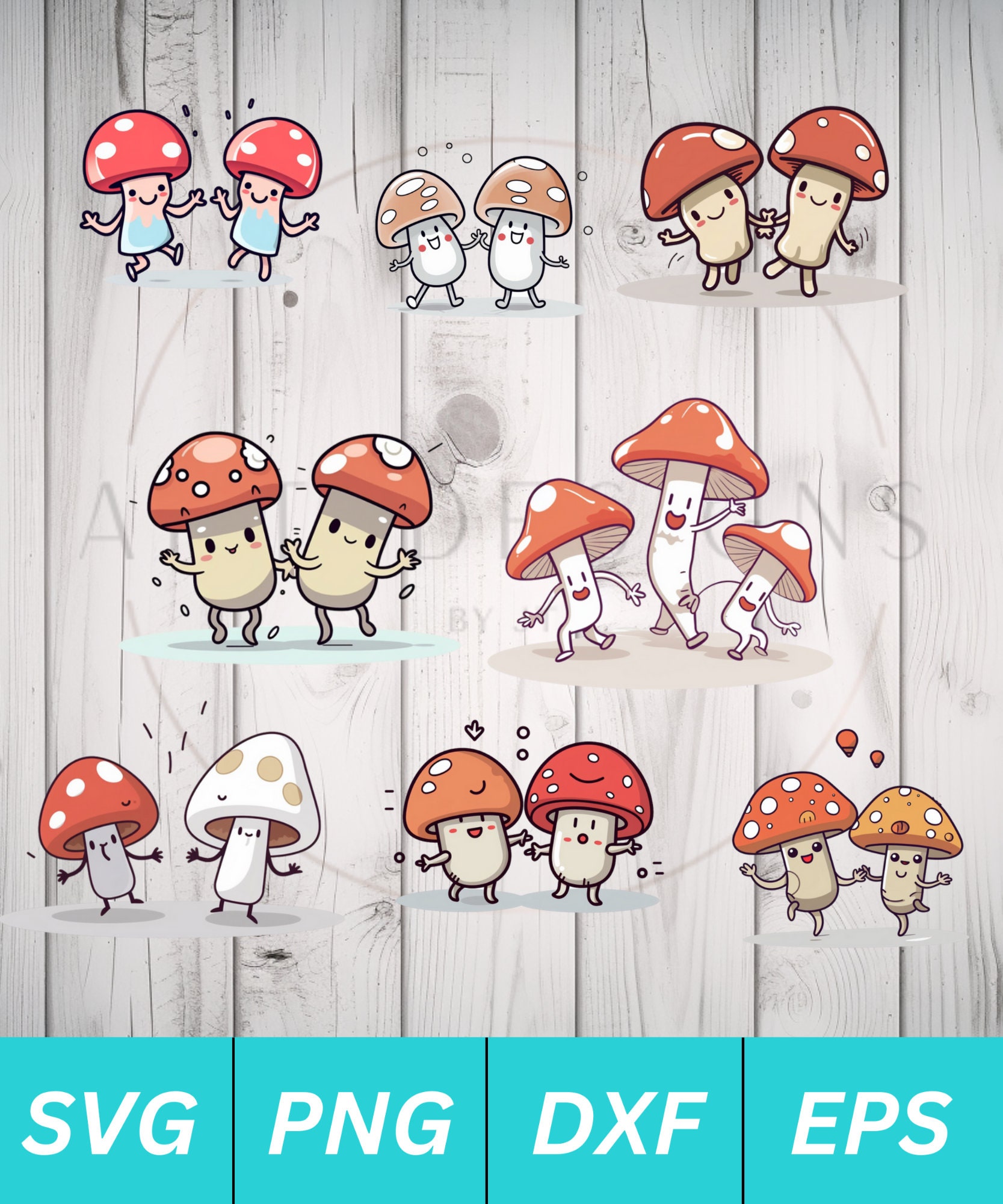 Mushroom SVG Clipart Bundle - SVG PNG Dxf Eps for Cricut and Silhouette ...
