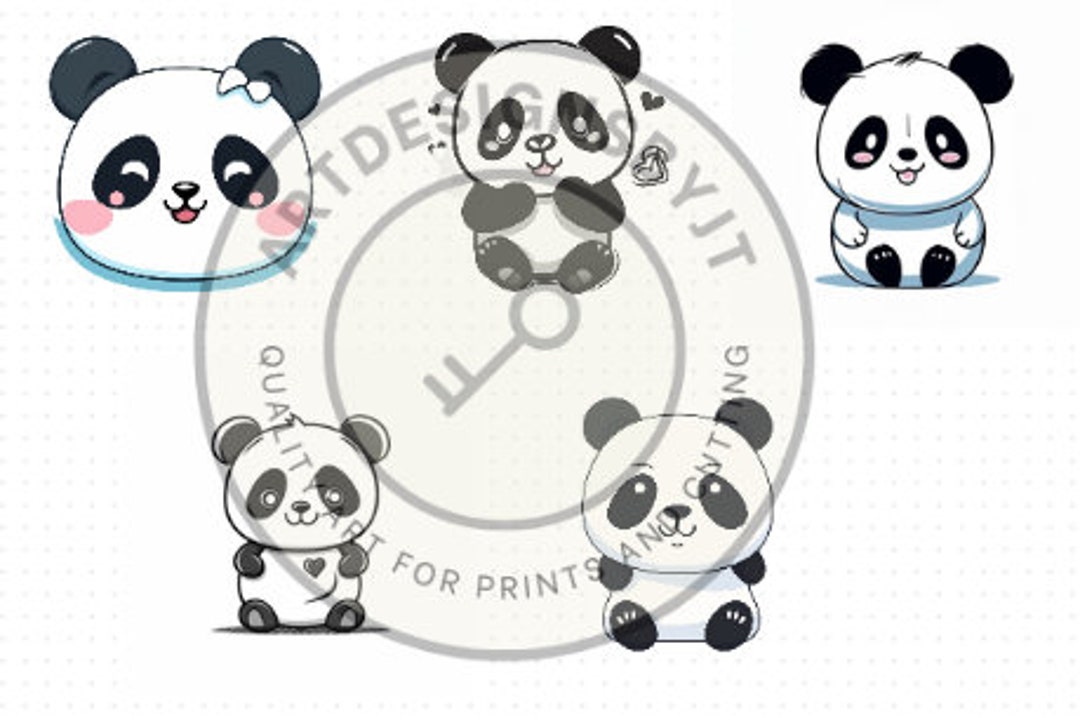 Cute Panda SVG PNG Bundle - Etsy