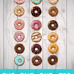 Donut Clipart Bundle - SVG PNG EPS Dxf - for Cricut Silhouette etc.