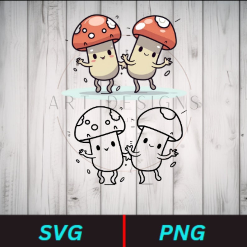 Cute Dancing Mushrooms SVG - Etsy