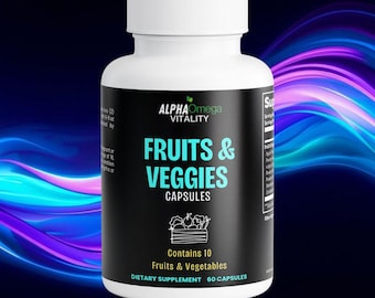 Fruits & Veggies Capsules – Daily Superfood Supplement, 60 Count, Plant-Based Blend by Alpha Omega Vitality