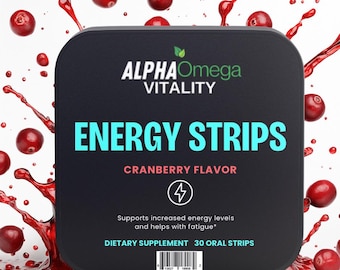 Energy Oral Strips – Instant Focus & Sustained Energy – 30 Count – Cranberry Flavor