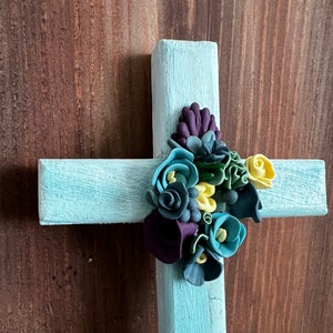 Blue/Purple wall cross, Polymer clay