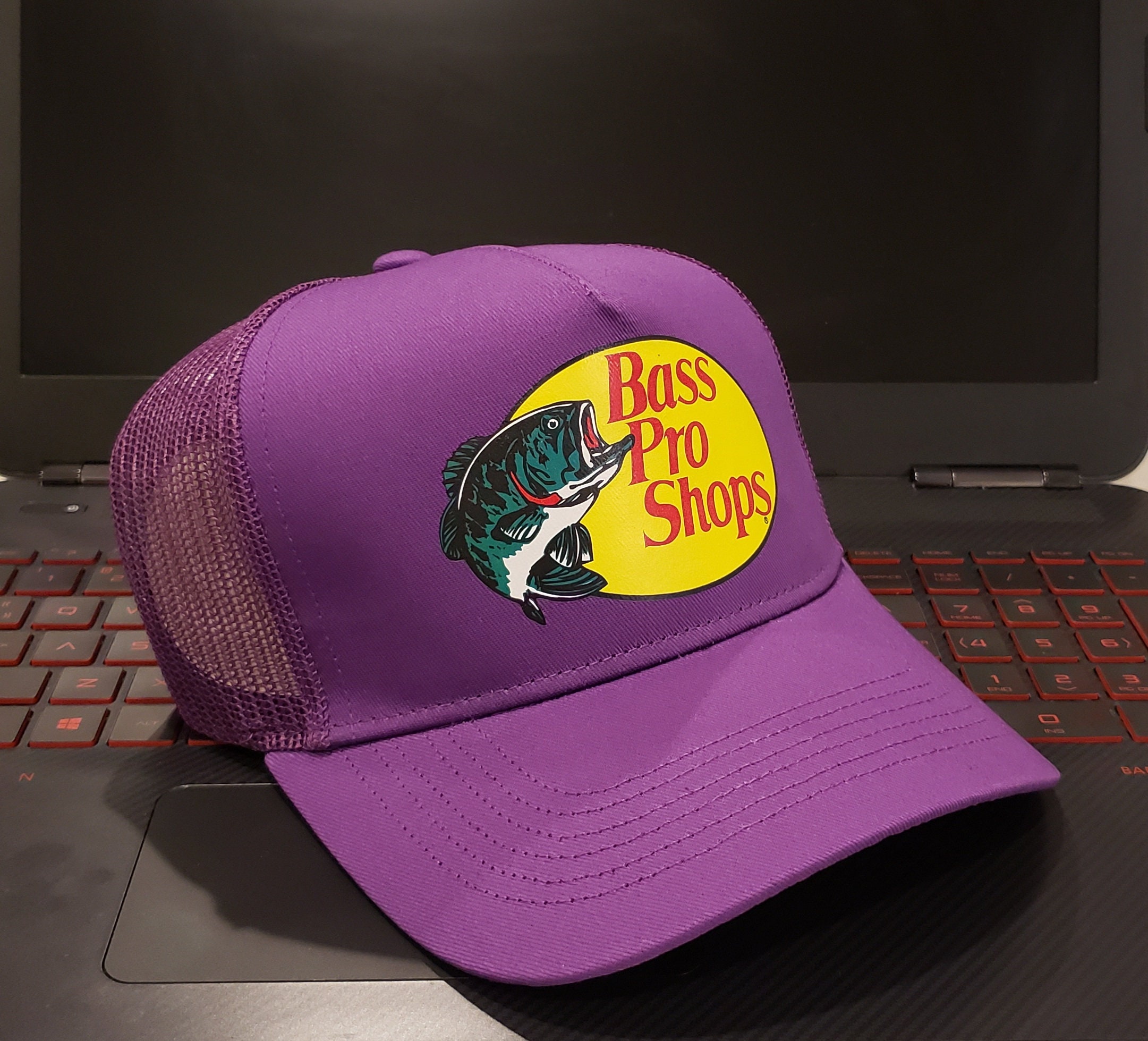 Bass Pro Shops Hat Mesh Adjustable Snapback Trucker Fishing Outdoor Cap, Adult-Size, Purple