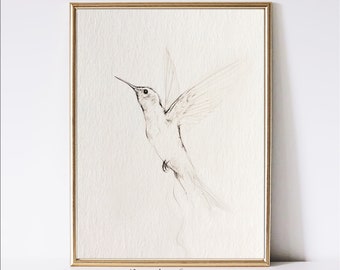 Hummingbird Painting | Bird Drawing | Rustic Wall Art | Hummingbird |