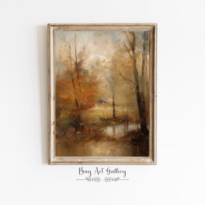 Herbstfarben Wall Art | Herbst Druck | Herunterladbare Kunst | Großes Wandbild | Gedeckte Farbe Vertikale Landschaft