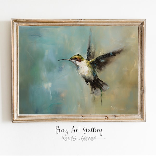 Hummingbird Art Print | Maximalist Wall Art | Wall Decor | Downloadable Art | Oil Painting Art | Elegant Wall Decor