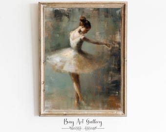 PRINTABLE Nursery Art | Ballerina Oil Painting Girls Room Wall Decor | Downloadable Digital Art | Ballerina Art